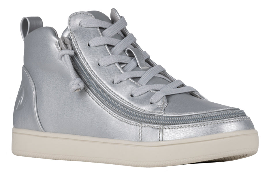 Women's Silver Grey Metallic BILLY Sneaker Lace Mid Tops
