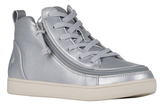 Women's Silver Grey Metallic BILLY Sneaker Lace Mid Tops
