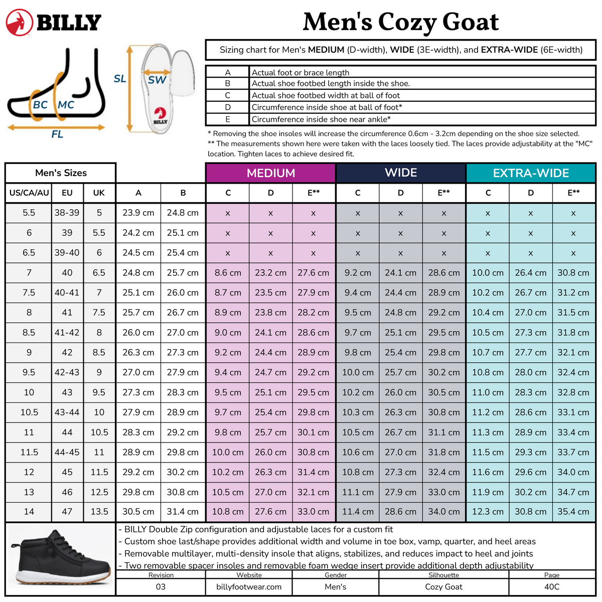 Men's Black Leather BILLY Cozy Goat