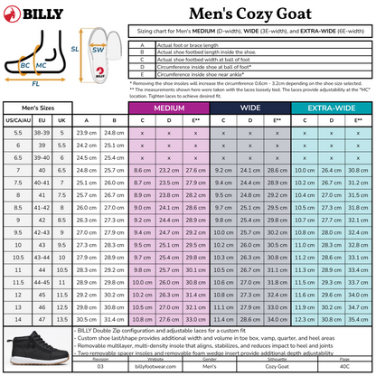 Men's Black Leather BILLY Cozy Goat