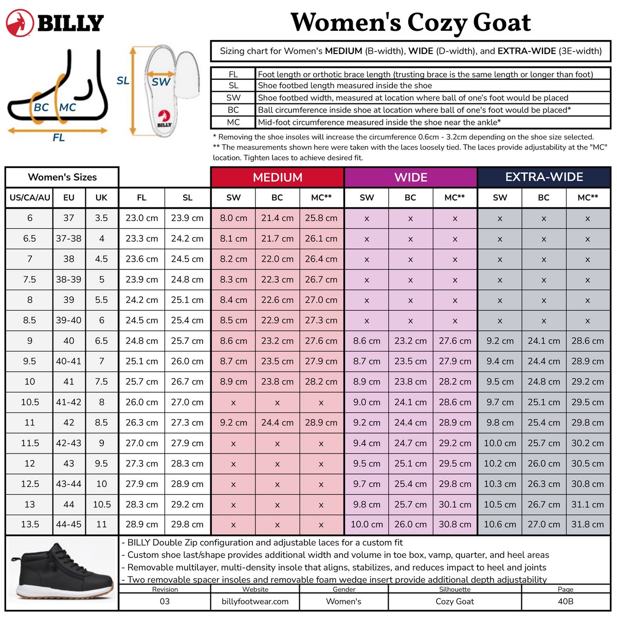 Women's Black Leather BILLY Cozy Goat