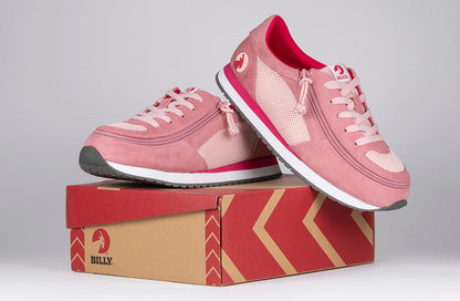 Kid's Pink/Pink BILLY Joggers, zipper shoes, like velcro, that are adaptive, accessible, inclusive and use universal design to accommodate an afo. Footwear is medium and wide width, M, D and EEE, are comfortable, and come in toddler, kids, mens, and womens sizing.