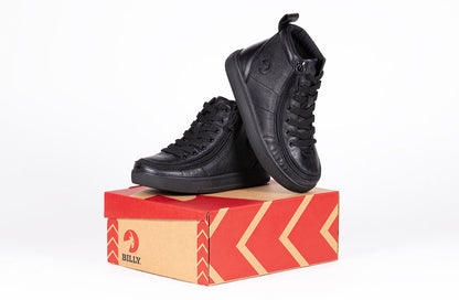 Schwarze, bodenlange BILLY Classic Lace High Tops aus Leder