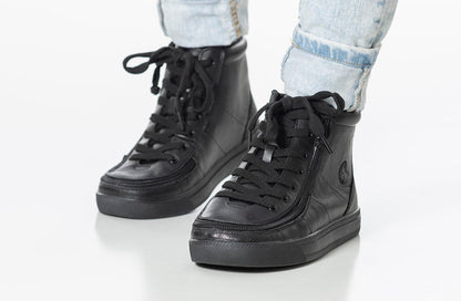 Schwarze, bodenlange BILLY Classic Lace High Tops aus Leder