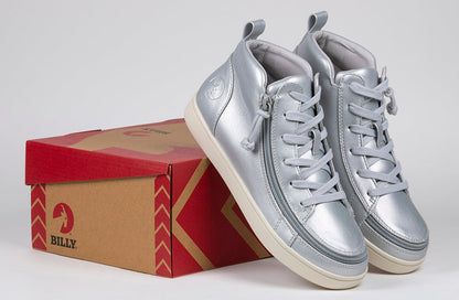 Damen Silbergrau Metallic BILLY Sneaker Lace Mid Tops