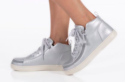 Damen Silbergrau Metallic BILLY Sneaker Lace Mid Tops