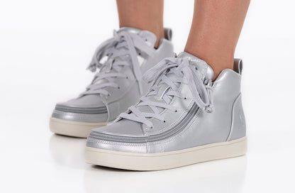 Damen Silbergrau Metallic BILLY Sneaker Lace Mid Tops